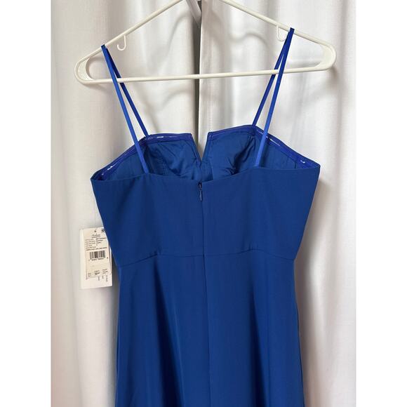 NWT Aidan Mattox Blue Strapless crepe high low illusion gown 2 - Picture 10 of 16